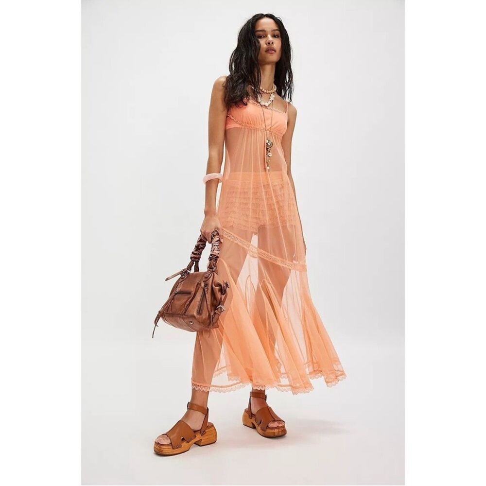 Free People Madeline Mesh Maxi Slip Size S